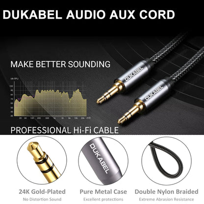 Top Series 3.5Mm AUX Cable Lossless Audio Gold-Plated Auxiliary Audio Cable Nylon Braided Male to Male Stereo Audio AUX Cord Car Headphones Phones Speakers Home Stereos (4 Feet /1.2 Meters)