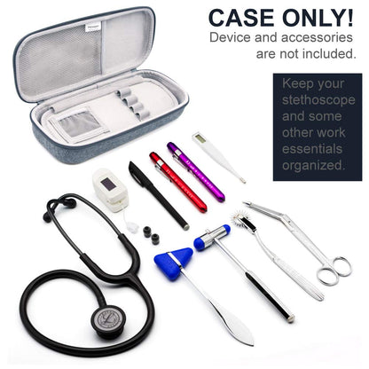 Hard Stethoscope Case, Large Stethoscope Carrying Case with ID Slot, Compatible with 3M Littmann/Adc/Omron/Mdf Stethoscope Includes Mesh Pocket for Nurse Accessories (Volcanic Grey)