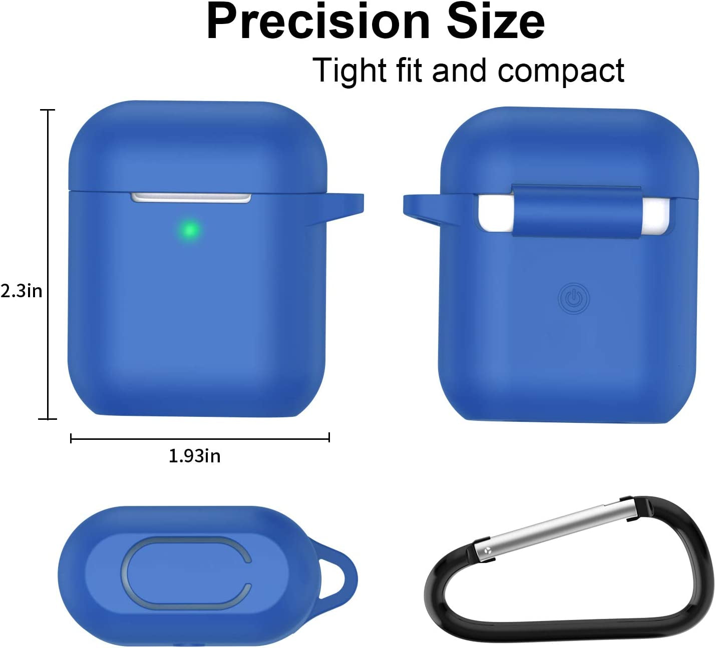 Airpods Case, Full Protective Silicone Airpods Accessories Cover Compatible with Apple Airpods 1&2 Wireless and Wired Charging Case(Front LED Visible),Blue