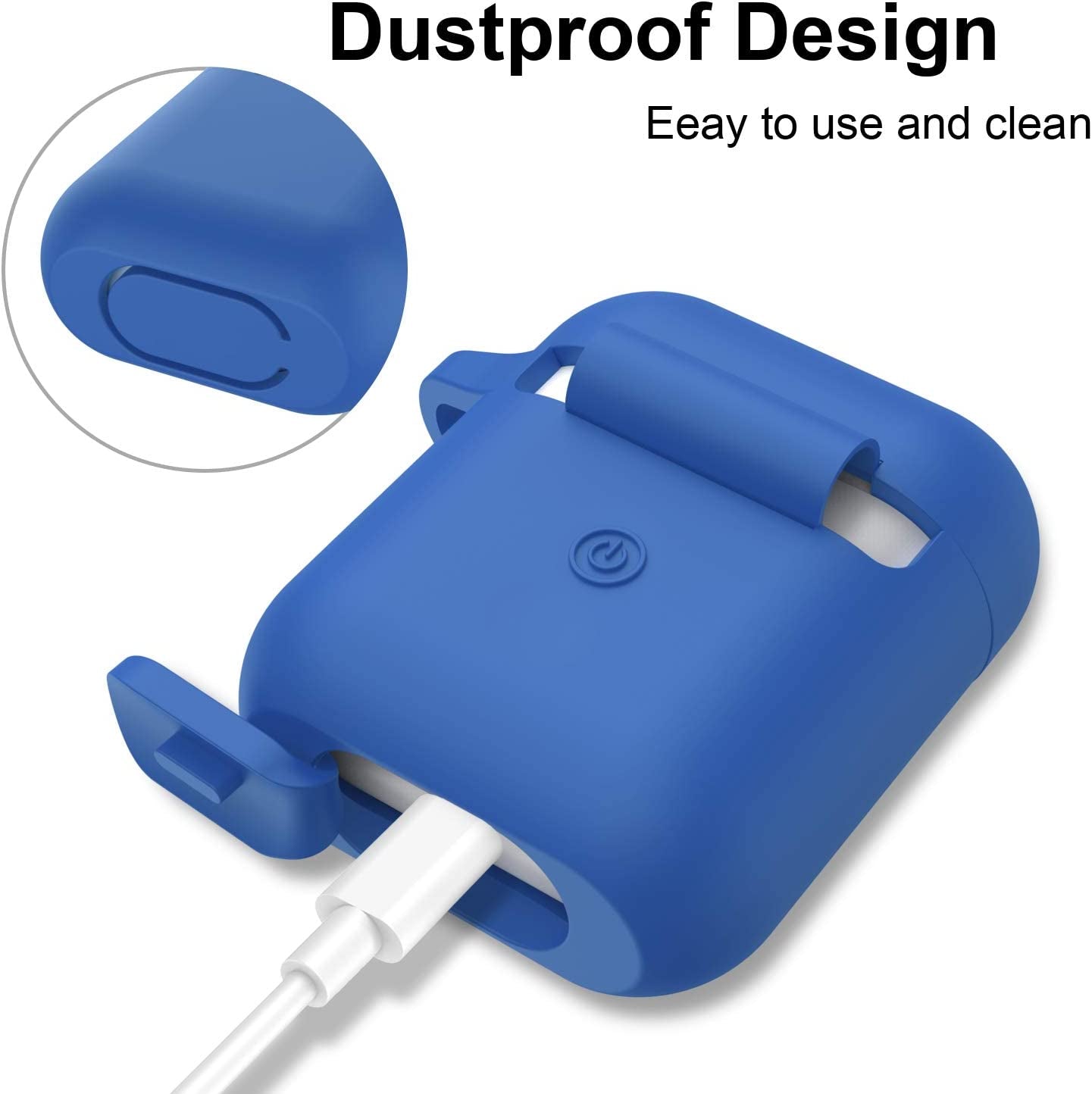 Airpods Case, Full Protective Silicone Airpods Accessories Cover Compatible with Apple Airpods 1&2 Wireless and Wired Charging Case(Front LED Visible),Blue