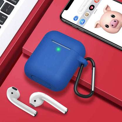 Airpods Case, Full Protective Silicone Airpods Accessories Cover Compatible with Apple Airpods 1&2 Wireless and Wired Charging Case(Front LED Visible),Blue