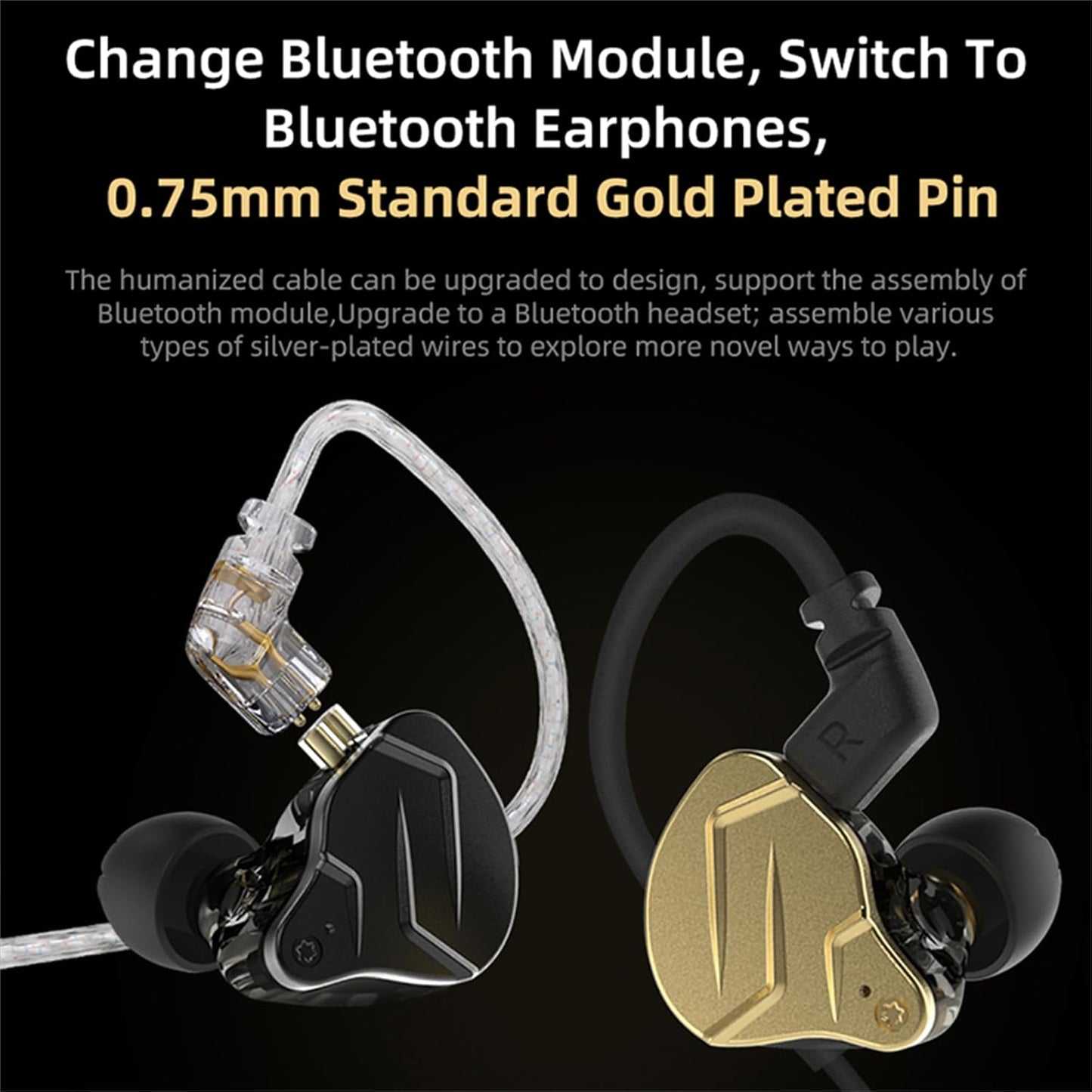 KZ ZSN Pro X in Ear Buds Earphones  Hybrid Dynamic Driver Balanced Armature Earbuds Headphones Dual Driver 1DD 1BA Deep Bass Stereo Sound Ergonomic Comfortable Earphones(Without Mic, Golden)