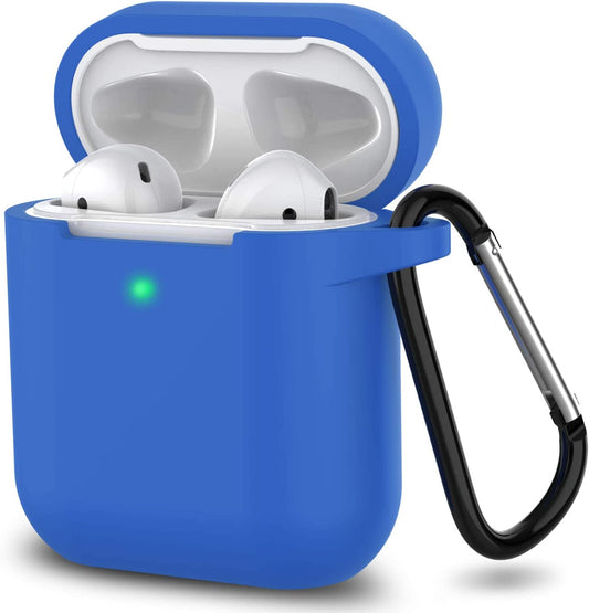 Airpods Case, Full Protective Silicone Airpods Accessories Cover Compatible with Apple Airpods 1&2 Wireless and Wired Charging Case(Front LED Visible),Blue