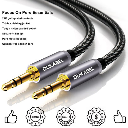 Top Series 3.5Mm AUX Cable Lossless Audio Gold-Plated Auxiliary Audio Cable Nylon Braided Male to Male Stereo Audio AUX Cord Car Headphones Phones Speakers Home Stereos (4 Feet /1.2 Meters)